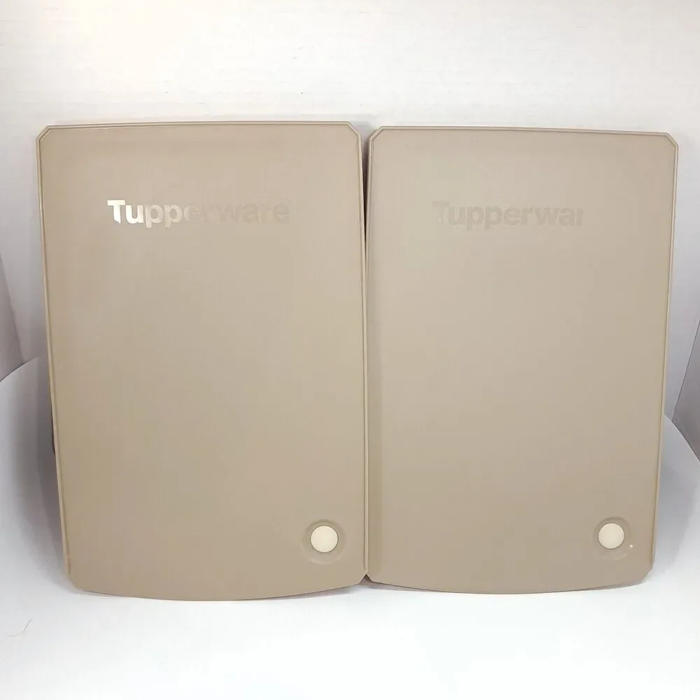 Tupperware Shelfsmart Set 2 Almond Lid Cover 5321A-2 5321A-3 5321 Tan Brown